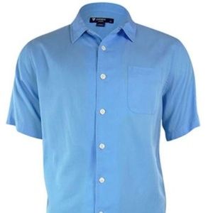 Cremieux Size Large CAMP Blue Linen Silk New Shirt